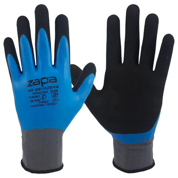 Luva Fulltex Plus Azul e Preto Ref: 9061 - Zapa